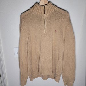 Polo Ralph Lauren Knitted Quarter Zip Sweater Size XL Tan